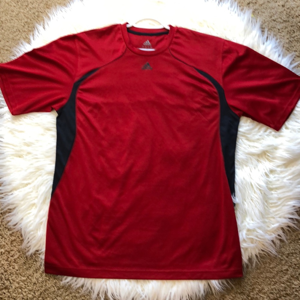Adidas Polyester 3-stripe athletic t-shirt Large